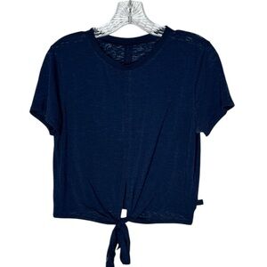 Lululemon Navy Blue Women's Tie-Front Burn Out Top. Size 6.